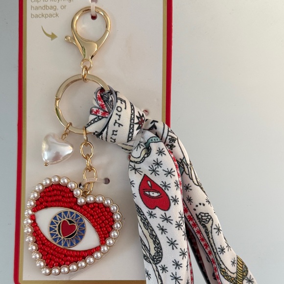 Piper K Red Heart Bag Charm & Key Chain - Picture 2 of 3